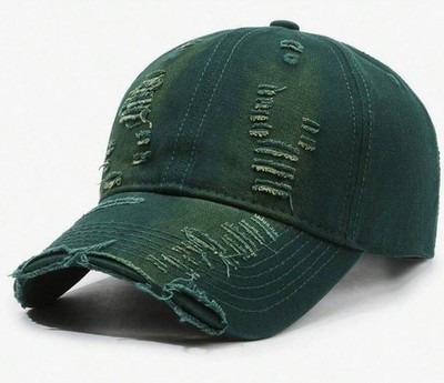 Green Distressed Washed Dad Hat Adjustable Baseball Cap Unisex Vintage Casual