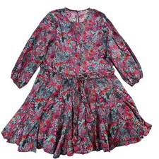 Evereve Sutton Floral Print Dress Women's Long Sleeve 100% Cotton sz Small