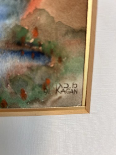 Kagan Watercolor Painting Lake View Israeli Artist 11” X 7”.25 - Picture 6 of 8