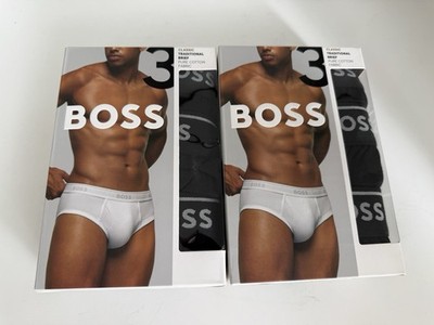 HUGO BOSS Men's Two 3-Pack Black Classic Traditional Brief Pure Cotton US M EU L
