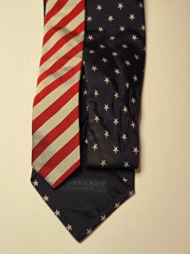 SPECIAL BURBERRY LONDON USA AMERICAN FLAG 100% SILK TIE LIMITED - Picture 6 of 7