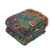 Boho Floral Throw Blanket 100 Cotton Lightweight Reversible Quilt 60"x80"