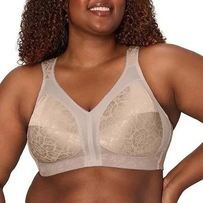 Playtex Womens Full Figure Bra Natural Beige 18-Hour #4693 Cushion Straps 44G