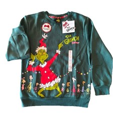 Kids Dr Seuss The Grinch Evergreen Fleece Graphic Sweatshirt Green L Two Sided