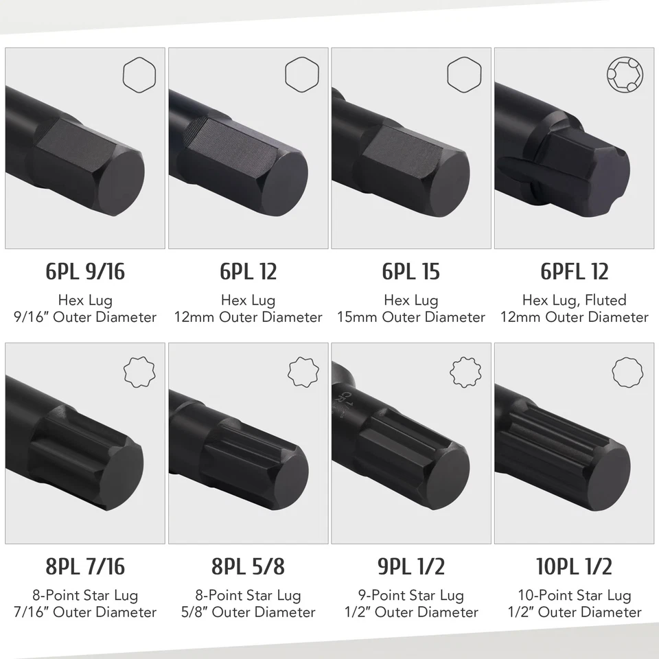 16Pcs Locking Lug Nut Master Key Set Wheel Lock Tire Lug Removal SKT Tool Kit - Image 2 of 4