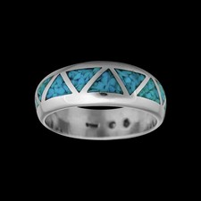 Native American Wedding Band - Turquoise Gemstone Triangles - 925 Sterling...