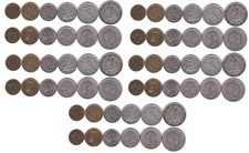 Italy 5 pcs x 6 c 5 10 20 50 Centesimi 1 2 Lire 1939-1942 VF/XF Victor Emmanuel