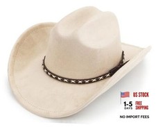 BESOOGII Western Cowboy Hat for Women and Men, Unisex Big Wide Brim Large Beige