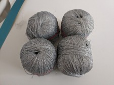 200G lurex lame – SILVER METALLIC – KNITTING WOOL YARN – 4mm DK 4 ply 3.75mm