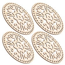 4 Pcs Handmade Crochet Basket Crafts Wooden Base Blank Knitting Shaper