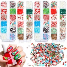 4 Boxes Christmas Glitter Nail Sequins for Mixed Color 