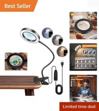 10X Magnifying Glass with Light, 2 in 1 Magnifying Desk Lamp Clip on Mganifie...
