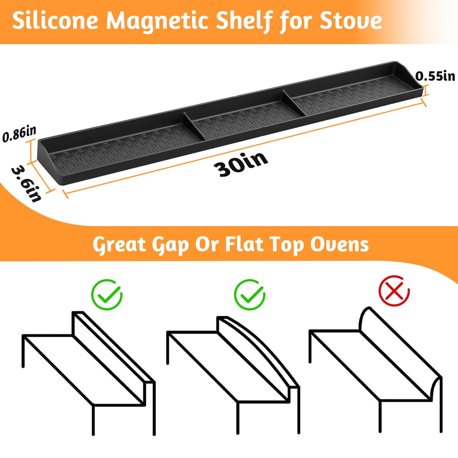 30 Inch Silicone Stove Top Shelf Magnetic for Kitchen Gadgets, Soft Flexible ...