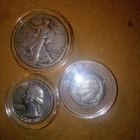 1942 Walking Liberty Half Dollar,1964d Quarter,1963d Dime 90%silver item#56 (3)