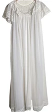 Vintage Shadowline Nightgown Robe Peignoir Négligée Set Petite Chiffon White USA