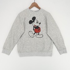 Vintage Disney Mickey Mouse Sweatshirt Adult L Gray Raglan Crew Neck Usa Made