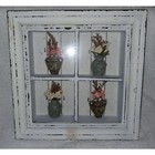 Shabby Chic Farmhouse Shadow Box Wall Décor with Floral Vases