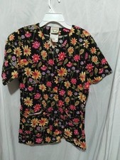 Cottonality Scrub Shirt Size Small Floral Ladybugs Snap Shirt Nurse Vet