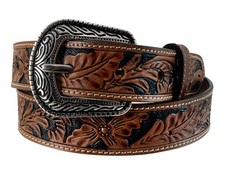 Roper Western Belt Boys Floral Tooled Textured Stitched Edge 1773300