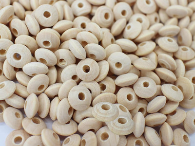 500Pcs 10Mm Natural Wood Abacus Beads Unfinished Flat round Loose Space Beads fo