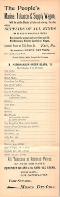 The People's Marine Tobacco & Supply Wagon Flyer Erie PA 1900s Dock