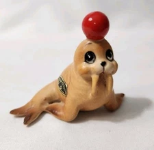 Josef Originals Circus Seal With Red Ball Figure Japan Vintage 1960s Miniature 