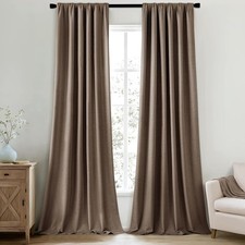 100 Blackout Curtains 96 Inch Long 2 Panels Set for Bedroom, Thick Faux Line...