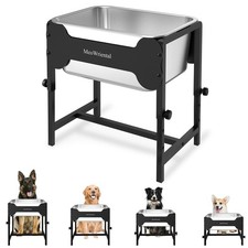 2.5 Gallon Adjustable Elevated Dog Water Bowl, Raised Stainless Steel Large D...