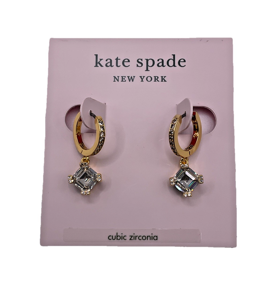 Kate Spade New York Dazzle Drop Huggie Hoop Earrings Gold Clear NEW Jewelry Gift