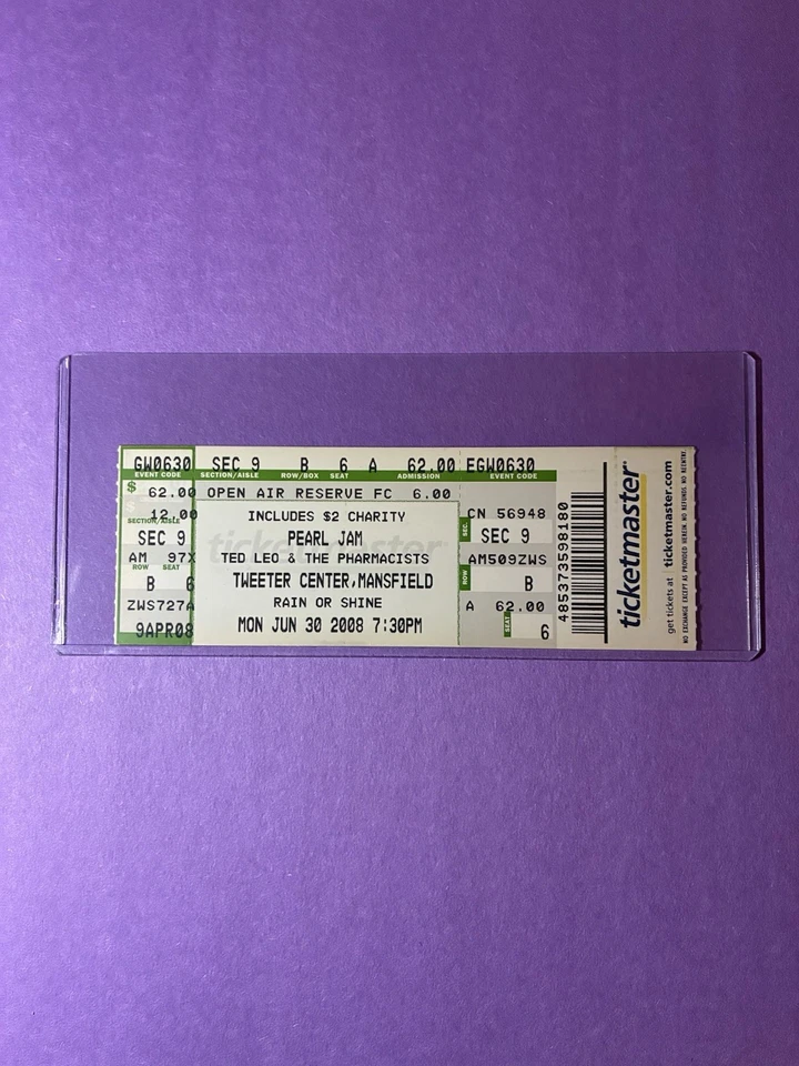 🎸”PEARL JAM” Original Vintage Unused Concert Ticket June 30, 2008 - Image 1 of 2