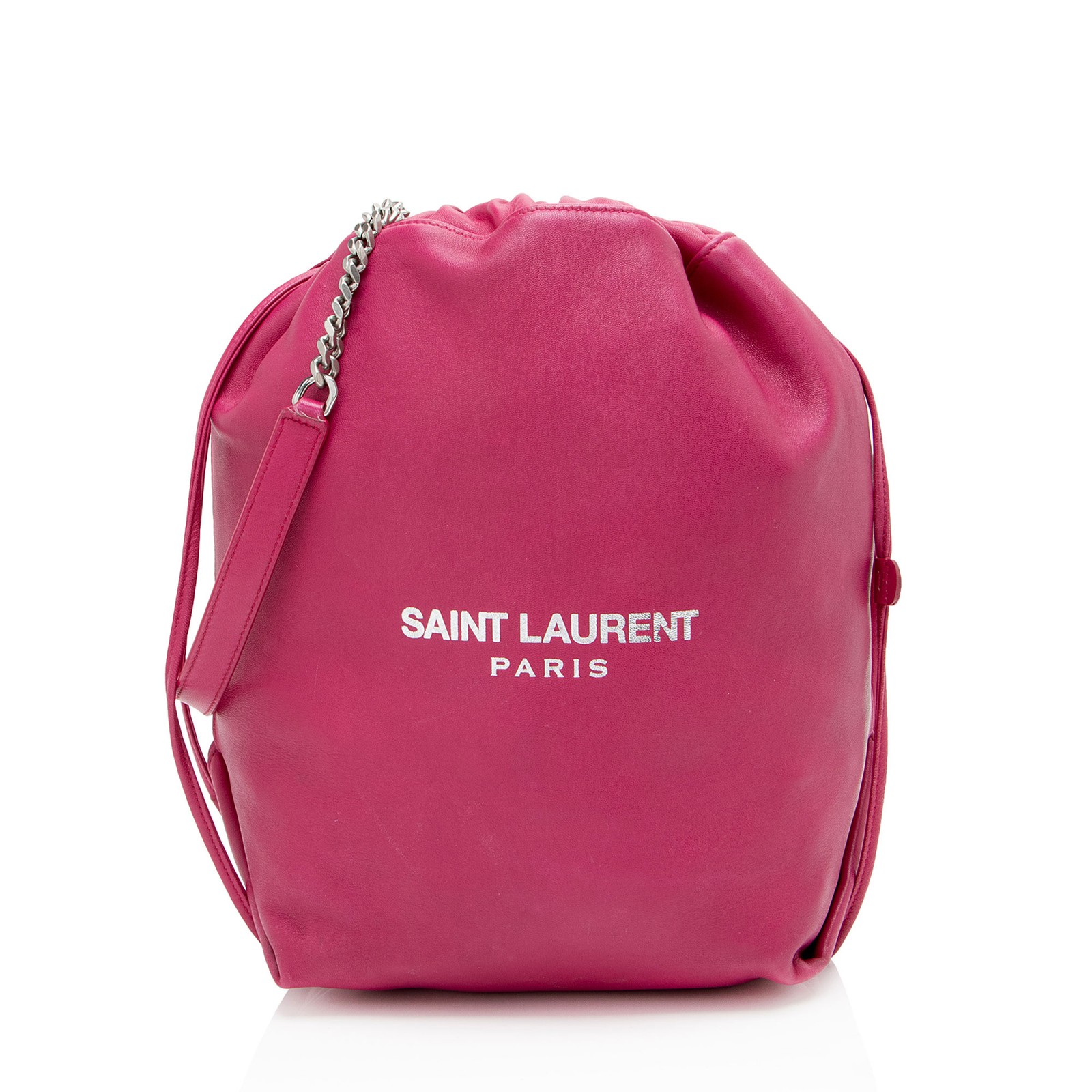 Borsa a secchiello piccola Saint Laurent in pelle con orsacchiotto