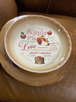 Home Essentials Homemade Apple Pie Recipe Plate Dish 10-inch Ceramic Vintage