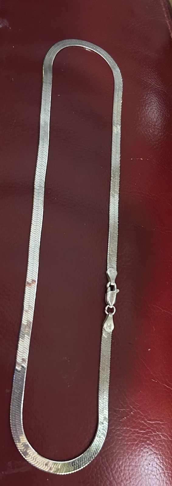 Italian Sterling 925 Silver Flat Herringbone Link… - image 1