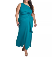 Eliza J Plus Size Ruched One-Shoulder Gown MSRP $198