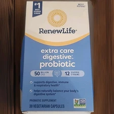 Renew Life EXTRA CARE 50 Billion CFU Digestive Probiotic  30 capsule 10/2025