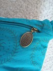 Pier 1 Imports Lumbar Throw Pillow Embroidered Gold Turquoise  Zippered 20x14 — photo 3