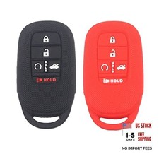 2Pcs Rubber Silicone Key Fob Cover Remote Keyless Protector Bag Black Red