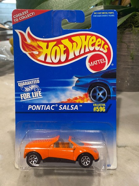 1996 Hot Wheels Blau/Weiß Karte Sammler #596 Pontiac Salsa Orange W 7Sp Varia-image