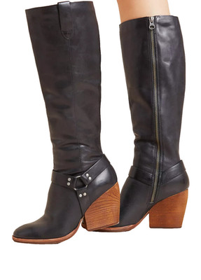 KORK EASE Lett Tall Black Leather Buckle Boots 8.5 M