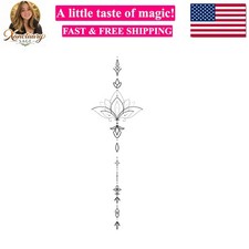 Lotus Temporary Tattoo Elegant Fine Line Floral Spine for Women, Realistic ...