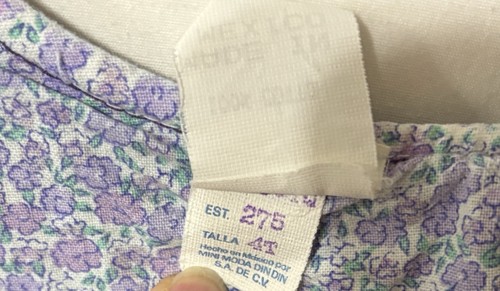Baby Girl Size 4T Denim Jeans Overalls Line Purple Flowered With Bows On Front - Picture 6 of 10