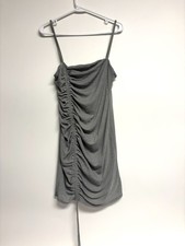 Forever 21 Gray Ruched Bodycon Mini Dress XL Adjustable Drawstring 