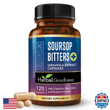 Herbal Goodness Soursop Bitters Capsules 120 ct - 10 in 1 with Moringa, Papaya,
