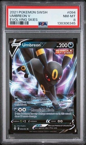 2021 POKEMON SWORD & SHIELD EVOLVING SKIES #094 UMBREON V PSA 8