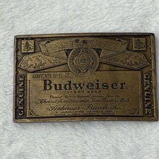 Vintage 1970s-era Budweiser Beer Brass Belt Buckle Anheuser-Busch A-168