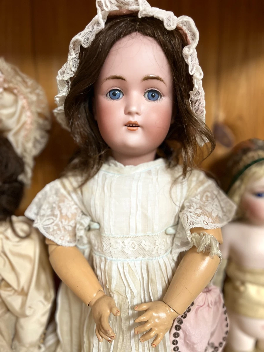 Poupée Ancienne Reproduction KESTNER JDK 211 – 48 Cm, Tête Biscuit Porcelaine, Yeux Verre Bleu