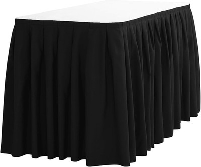 LTC LINENS Table Skirt for 8 Ft Rectangular Table-21 Ft Black Table Skirting Pol