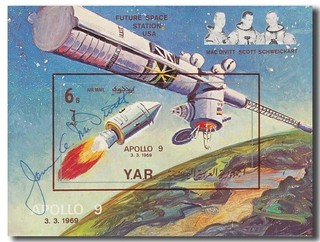 Astronaut Jim McDivitt handsignierter Briefmarkenblock Sieger 11139