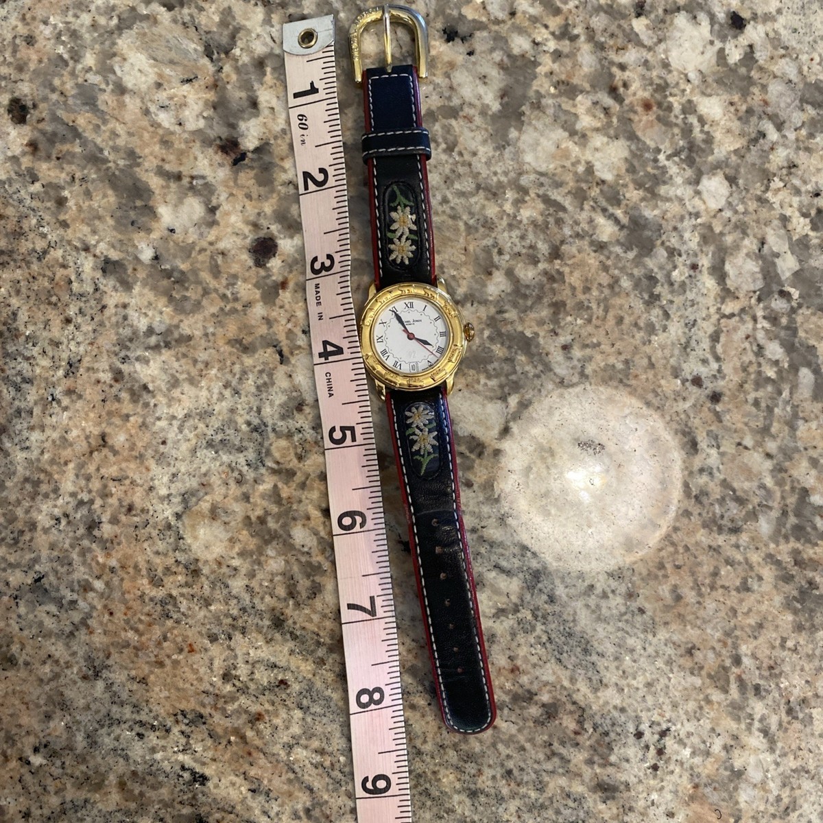 MICHEL JORDI Watch Vintage Gold Tone 1991 Quartz Leather Swiss