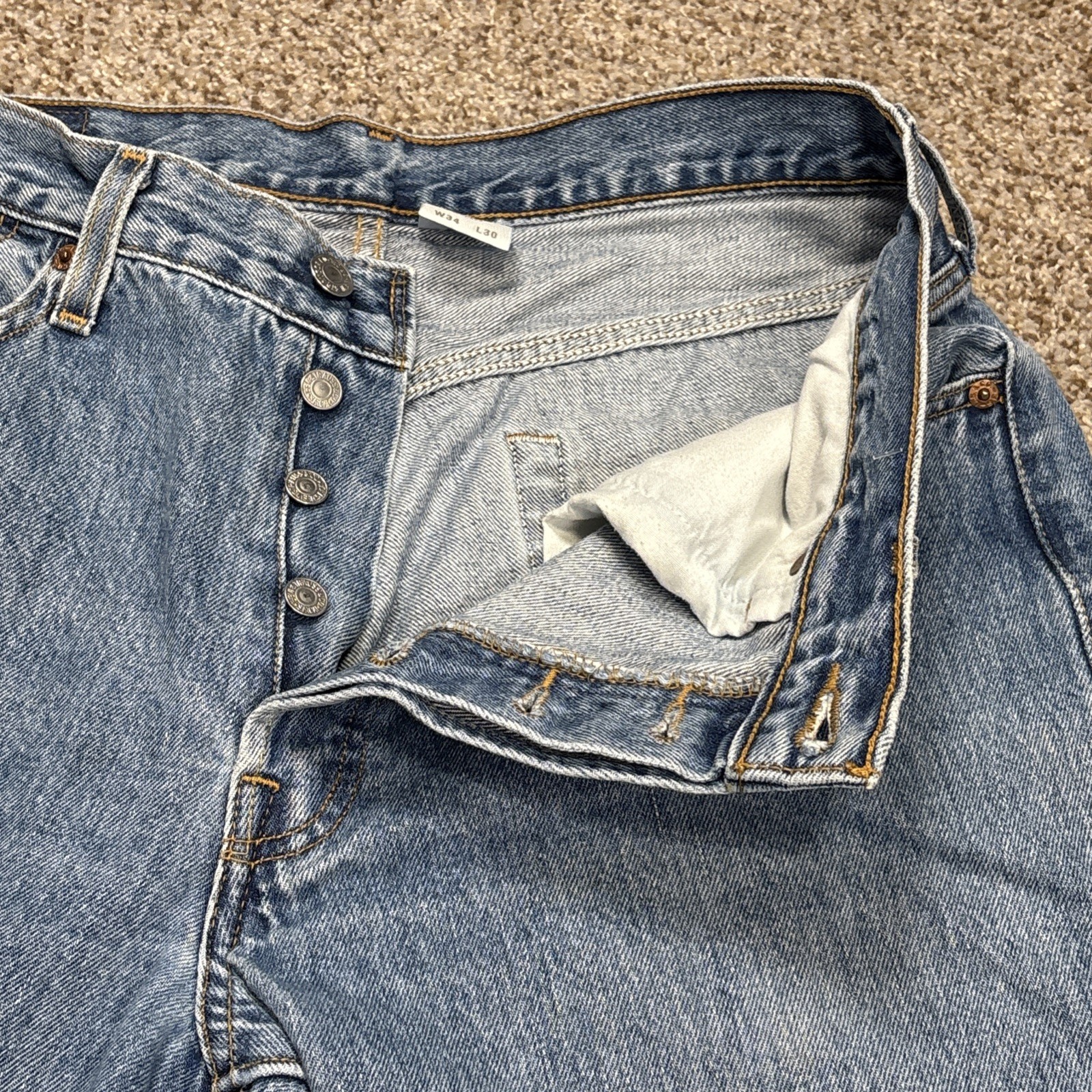 Levis 501 XX Jeans 34x30 Straight Leg Button Fly Denim Fits 32 X 28.5 - View 5